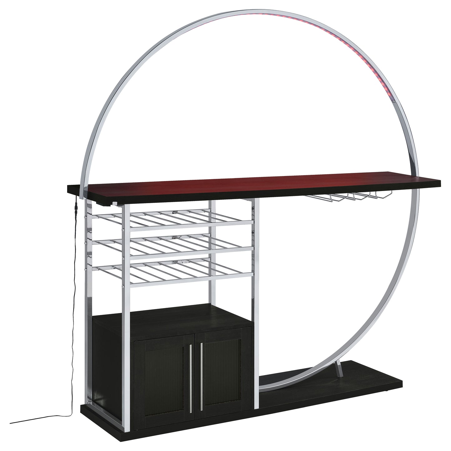 Risley 2-door Circular LED Home Bar with Wine Storage Dark Charcoal