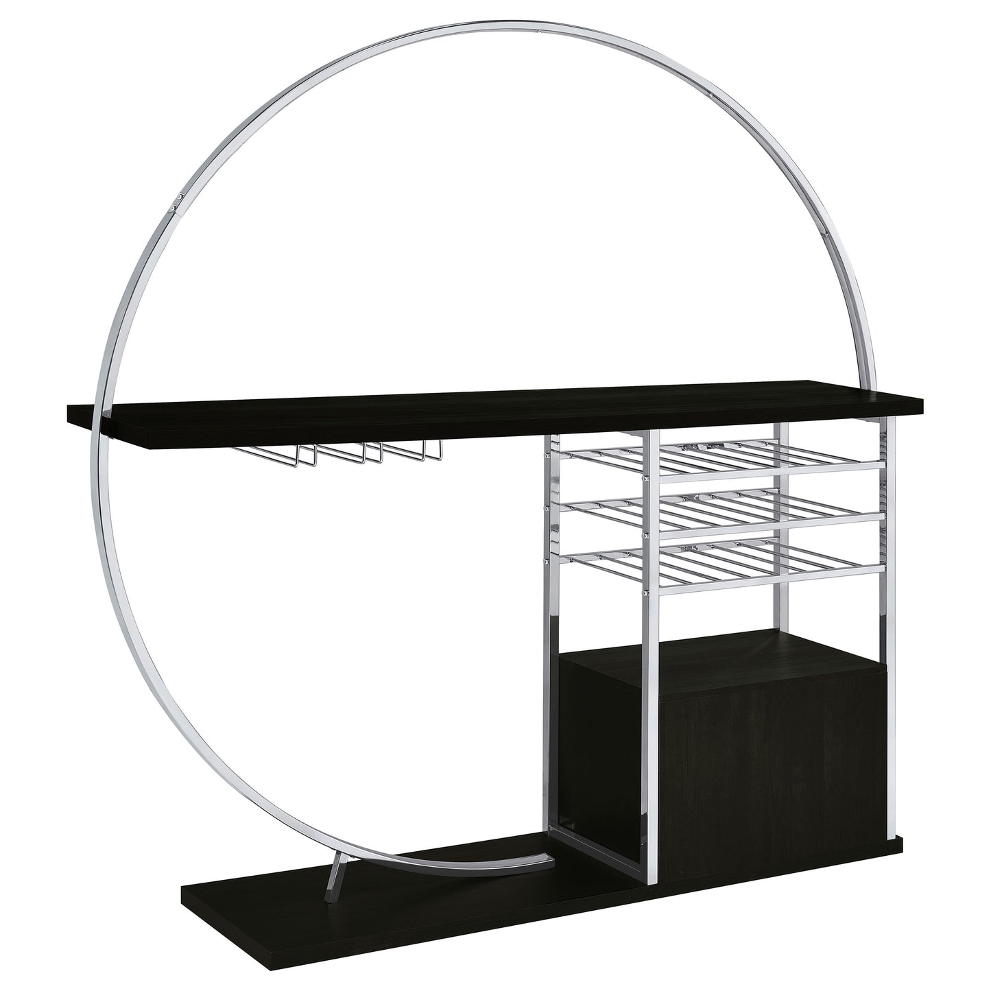 Risley 2-door Circular LED Home Bar with Wine Storage Dark Charcoal