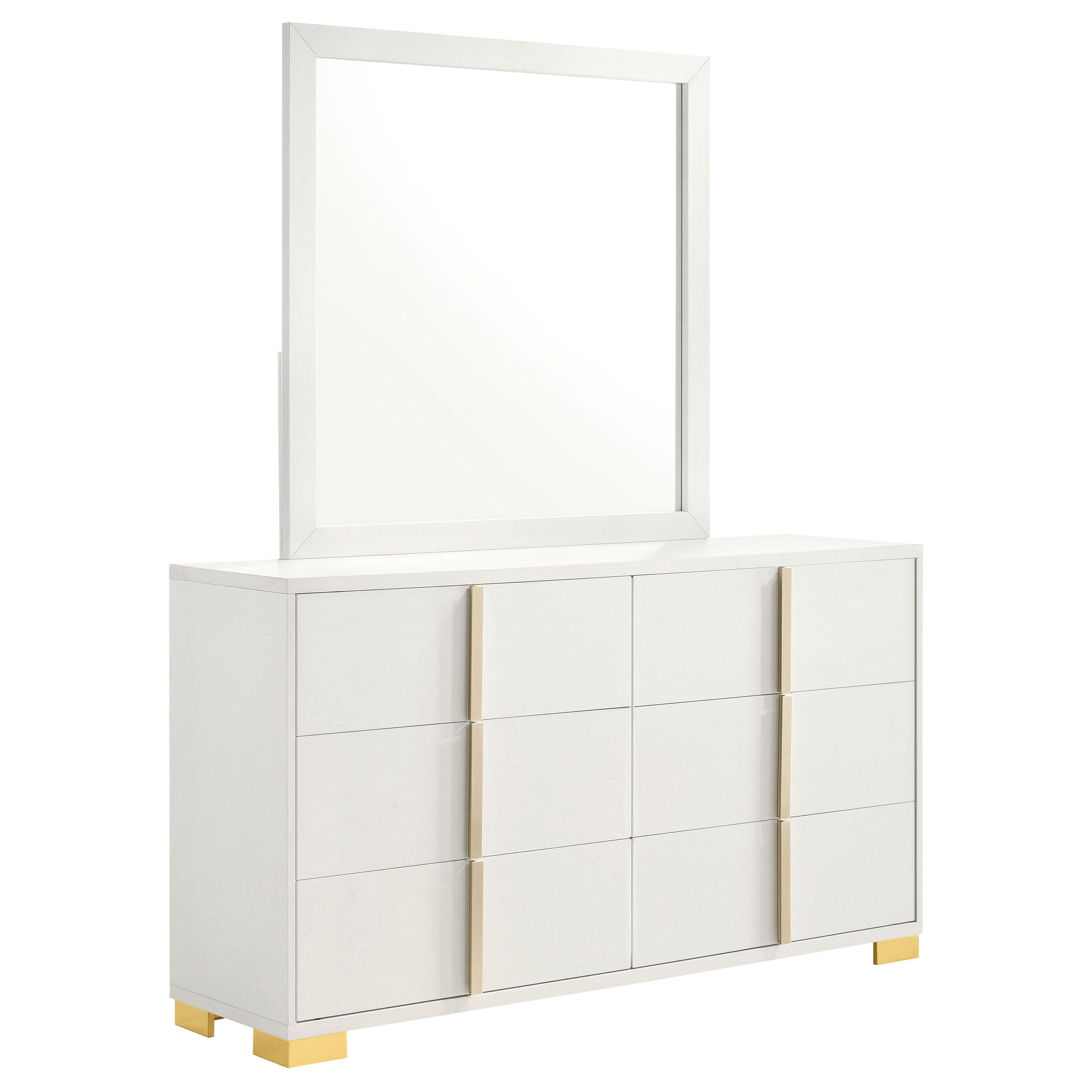 target white dresser Marceline 6-drawer Dresser with Mirror White – Brian Furniture Online