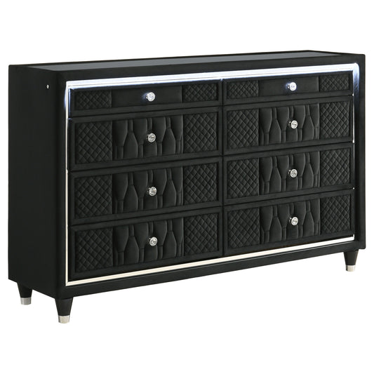 Lorient 8-drawer LED Bedroom Dresser Cabinet Black