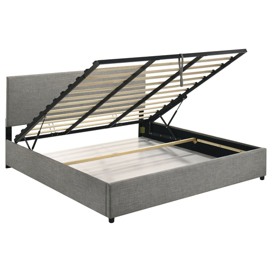 Reeves Upholstered Eastern King Lift-Top Storage Platform Bed Grey