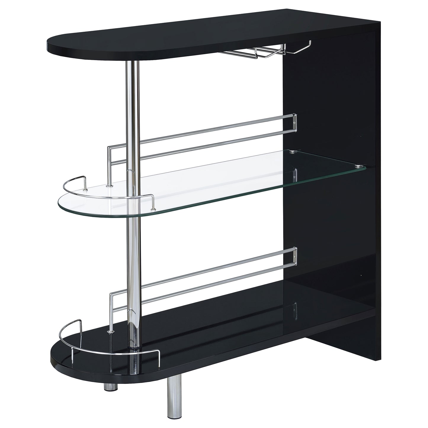 Adolfo 3-tier Bar Table Glossy Black and Clear