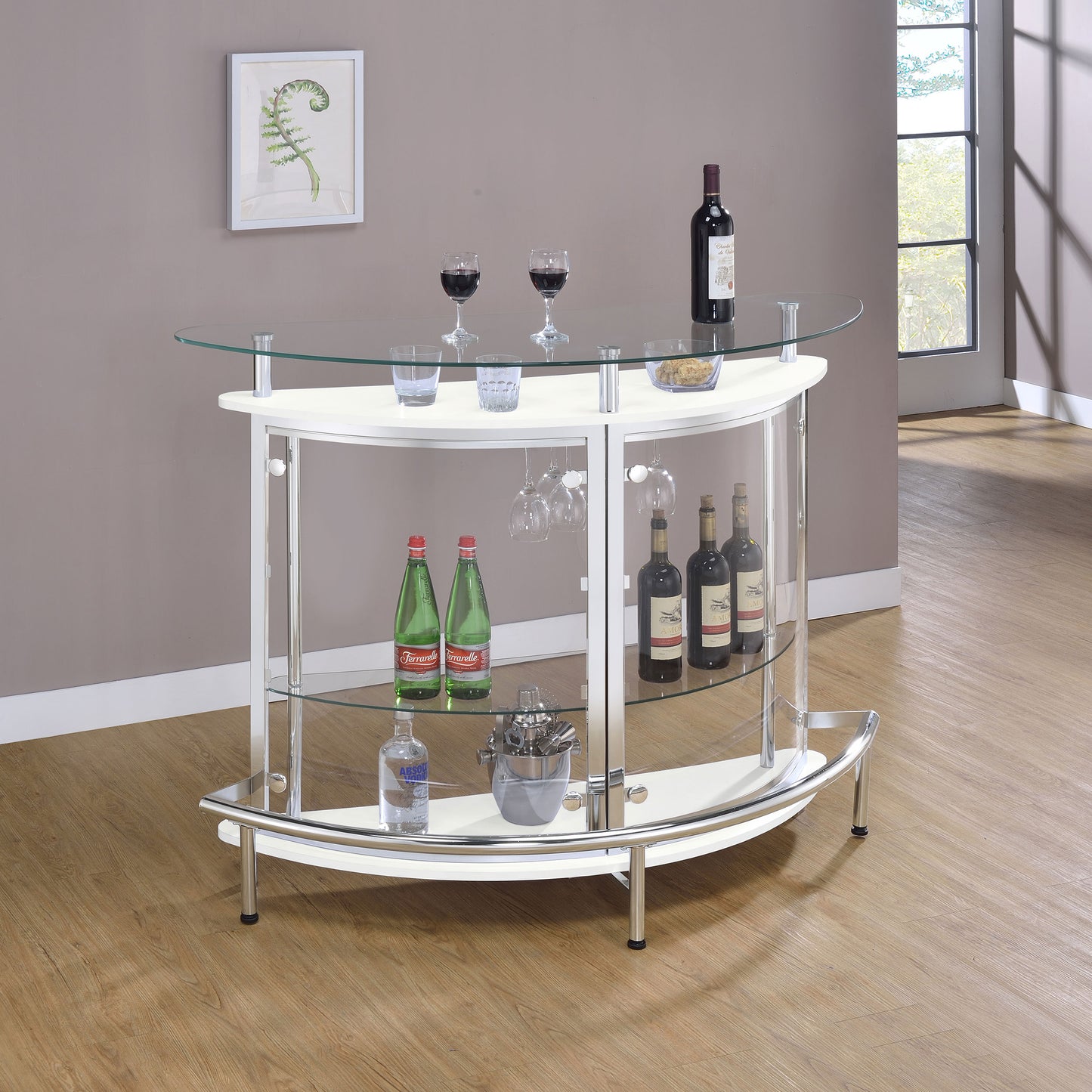 Amarillo 2-tier Bar Unit White and Chrome