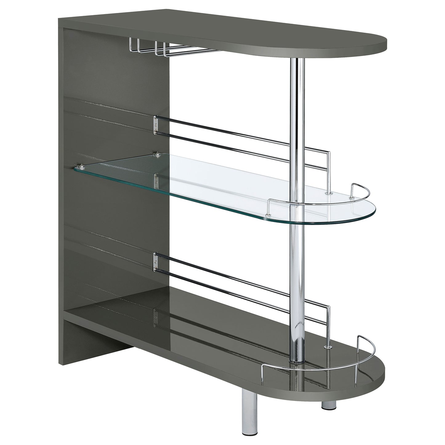 Adolfo 3-tier Bar Table Glossy Grey and Clear