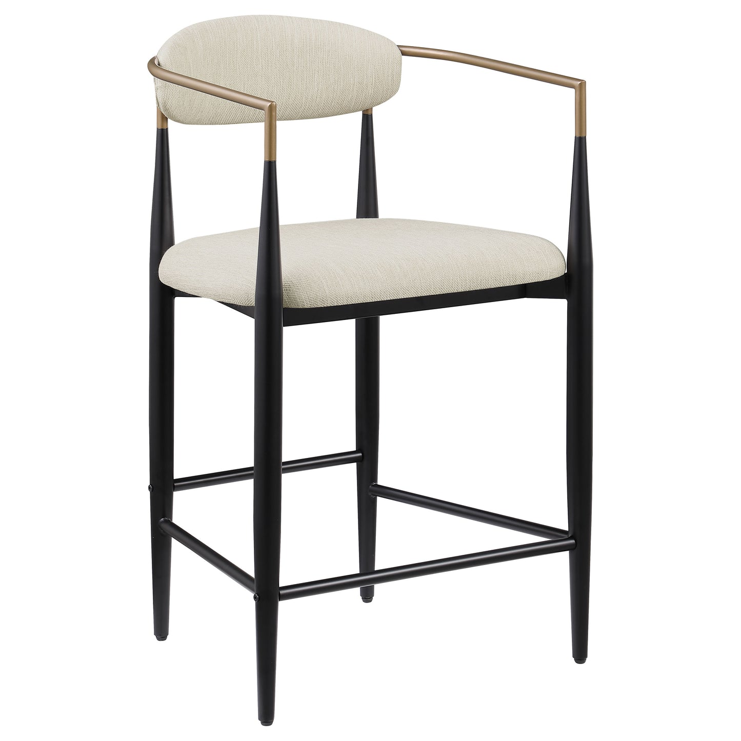 Tina Metal Counter Height Bar Stool with Upholstered Back and Seat Beige (Set of 2)