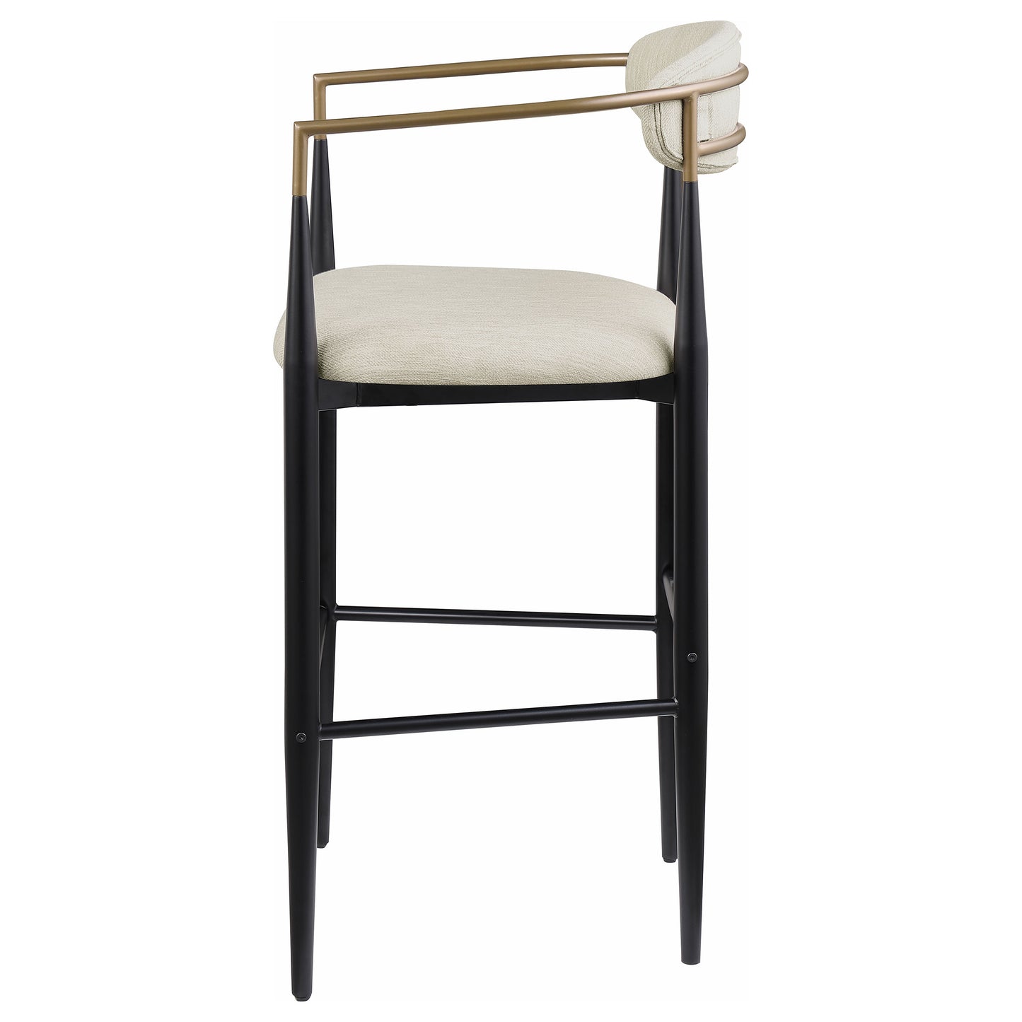 Tina Metal Pub Height Bar Stool with Upholstered Back and Seat Beige (Set of 2)