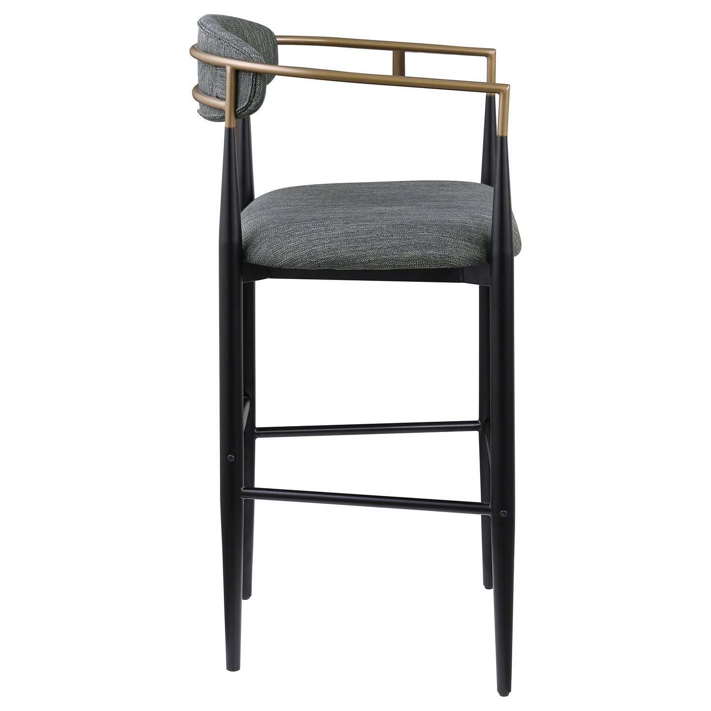 Tina Metal Pub Height Bar Stool with Upholstered Back and Seat Dark Grey (Set of 2)