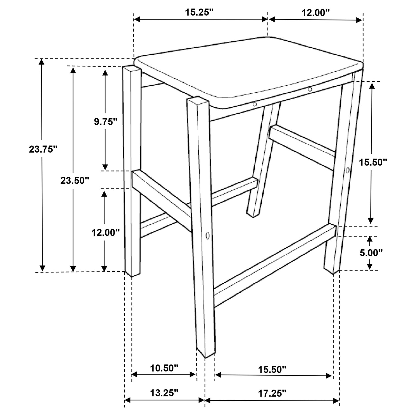 Hollis 3-piece Kitchen Island Counter Height Table with Stools Brown and White