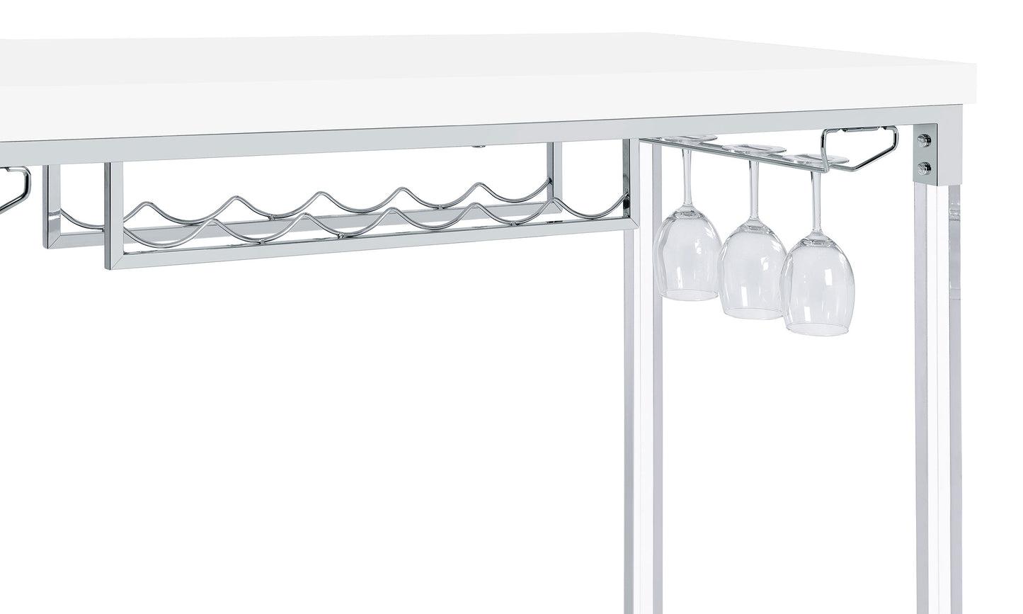 Norcrest Pub Height Bar Table with Acrylic Legs and Wine Storage White High Gloss