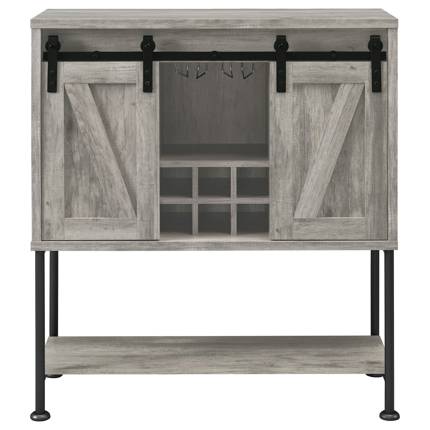 Claremont Sliding Door Bar Cabinet with Lower Shelf Grey Driftwood