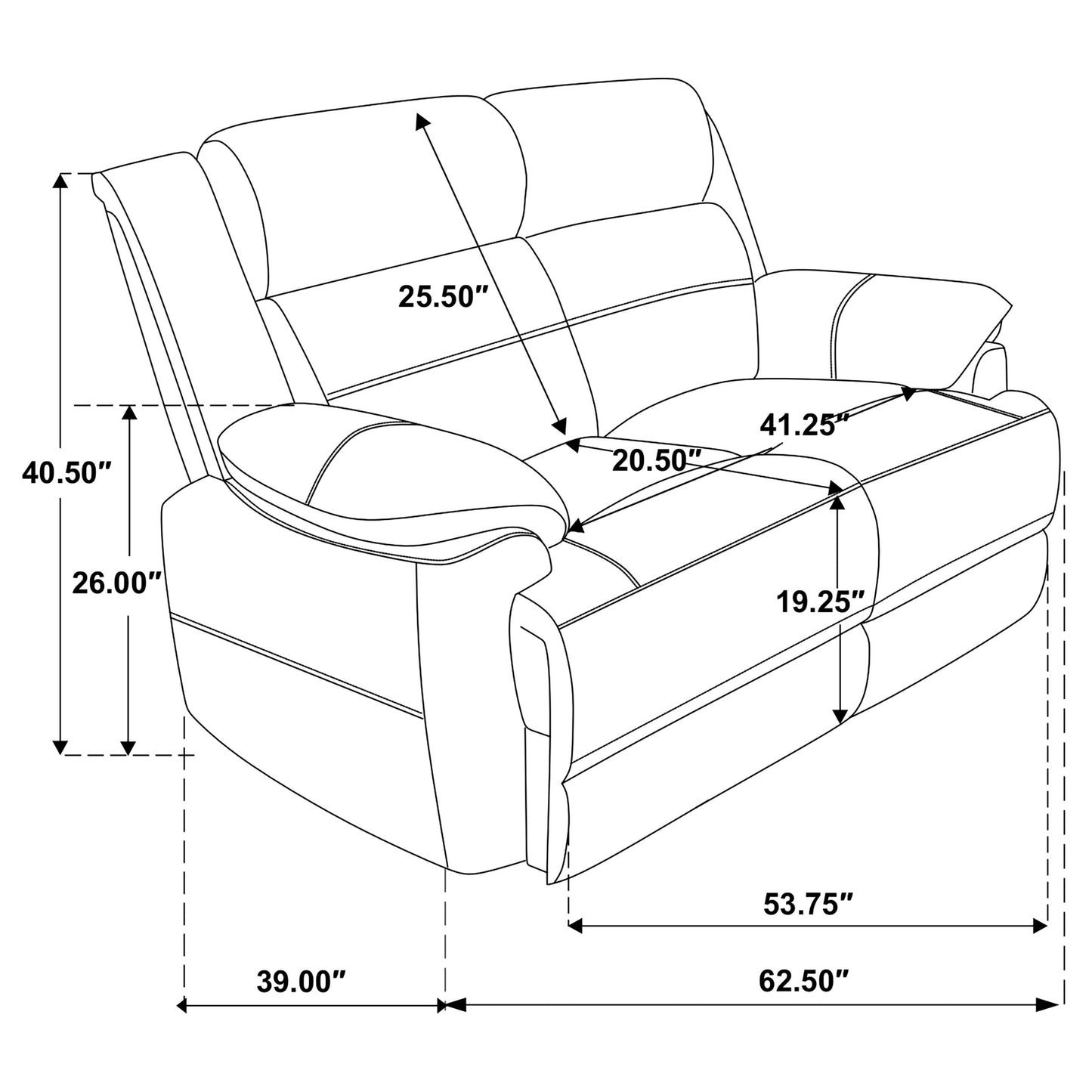 Ellington Upholstered Padded Arm Loveseat Dark Brown