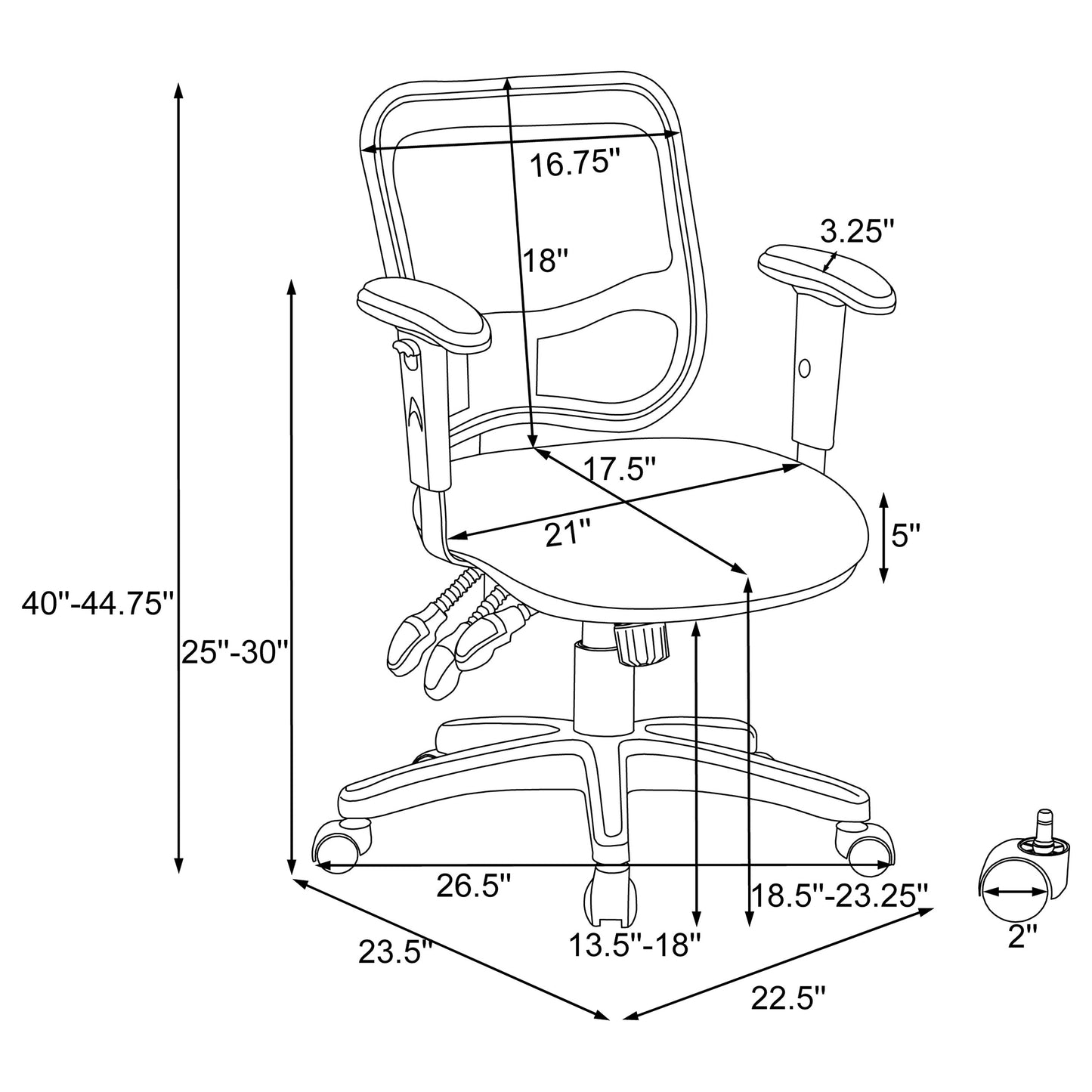 Rollo Adjustable Height Office Chair Black