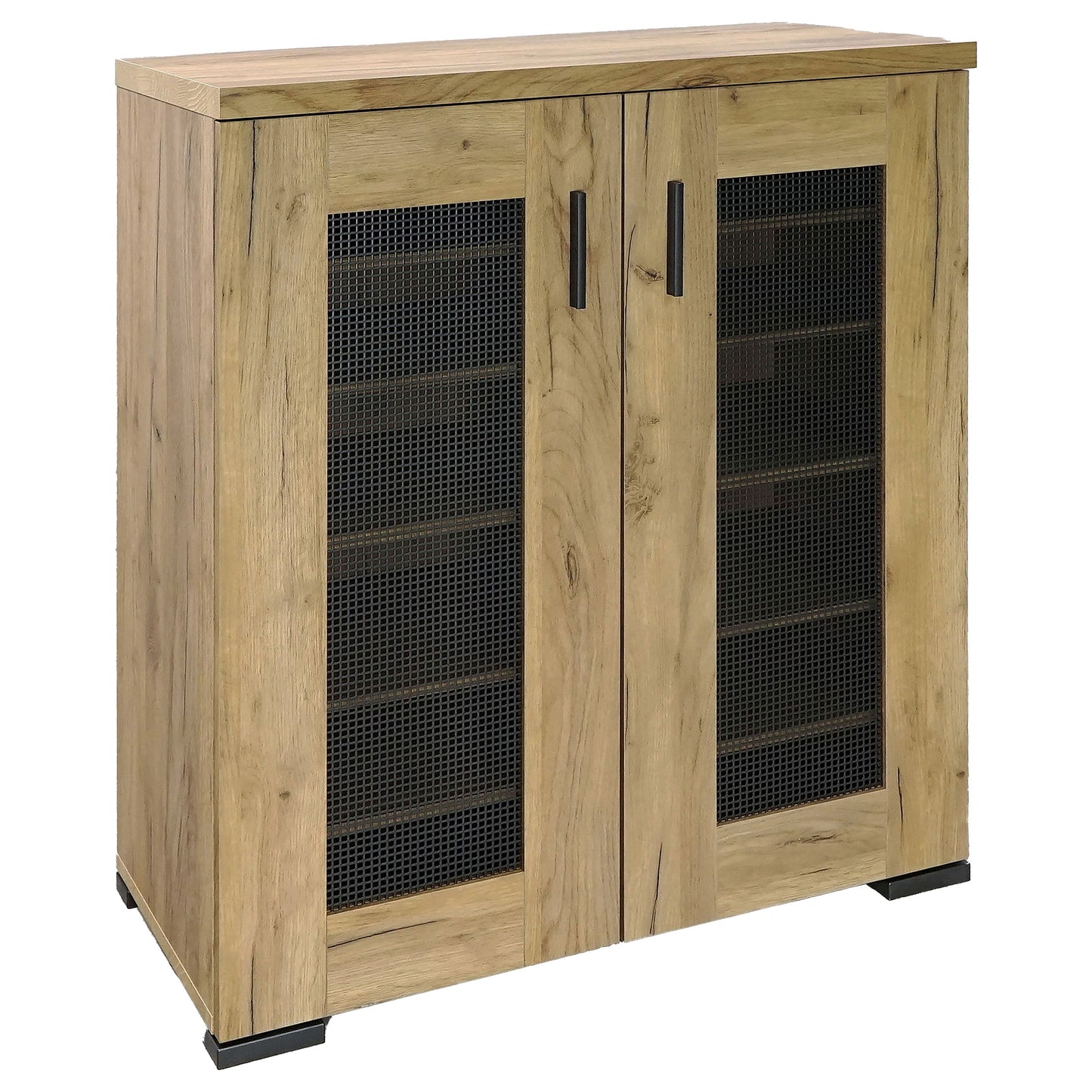 Bristol Metal Mesh Door Accent Cabinet Golden Oak