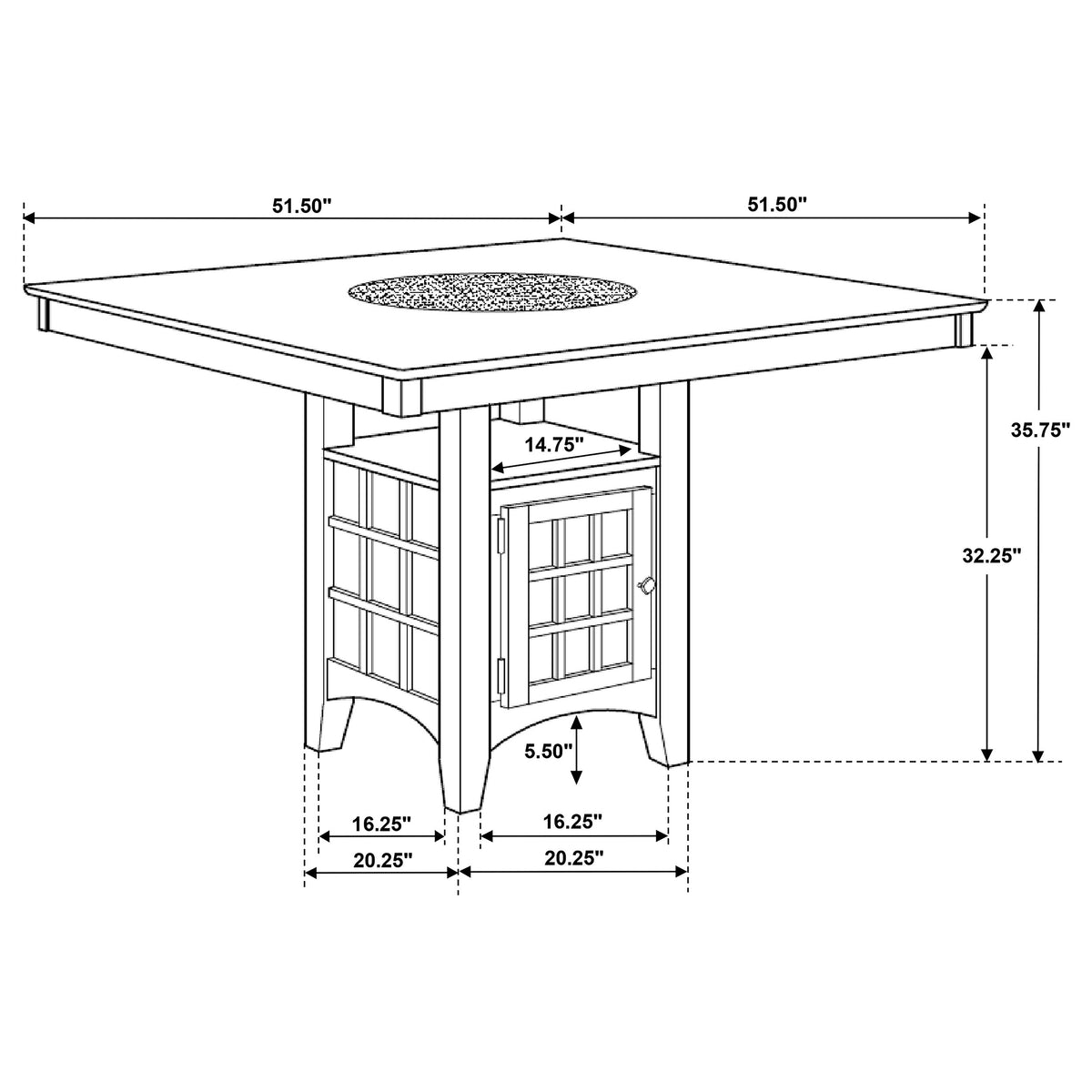 Gabriel Square Counter Height Dining Table with Storage Cappuccino