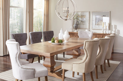 Baney Fabric Upholstered Dining Side Chair Beige and Rustic Honey