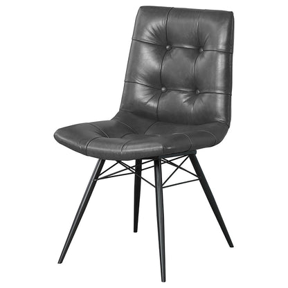 Aiken Faux Leather Upholstered Dining Side Chair Charcoal Grey (Set of 4)