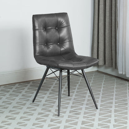 Aiken Faux Leather Upholstered Dining Side Chair Charcoal Grey (Set of 4)