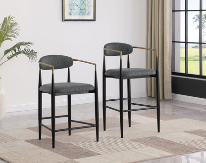Tina Fabric Upholstered Counter Chair Grey (Set of 2)