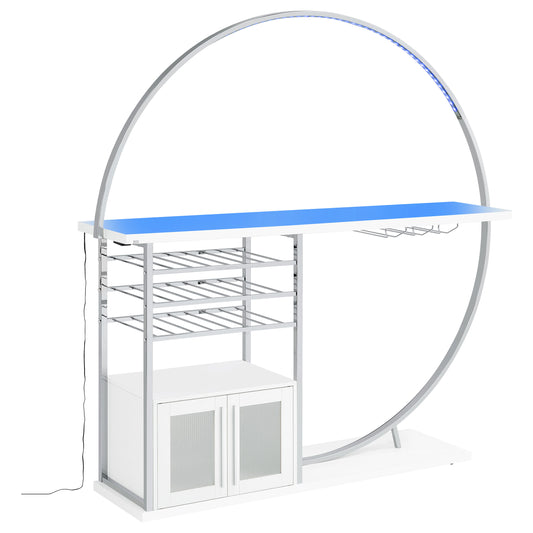Risley 2-door Circular LED Wine Cabinet White High Gloss
