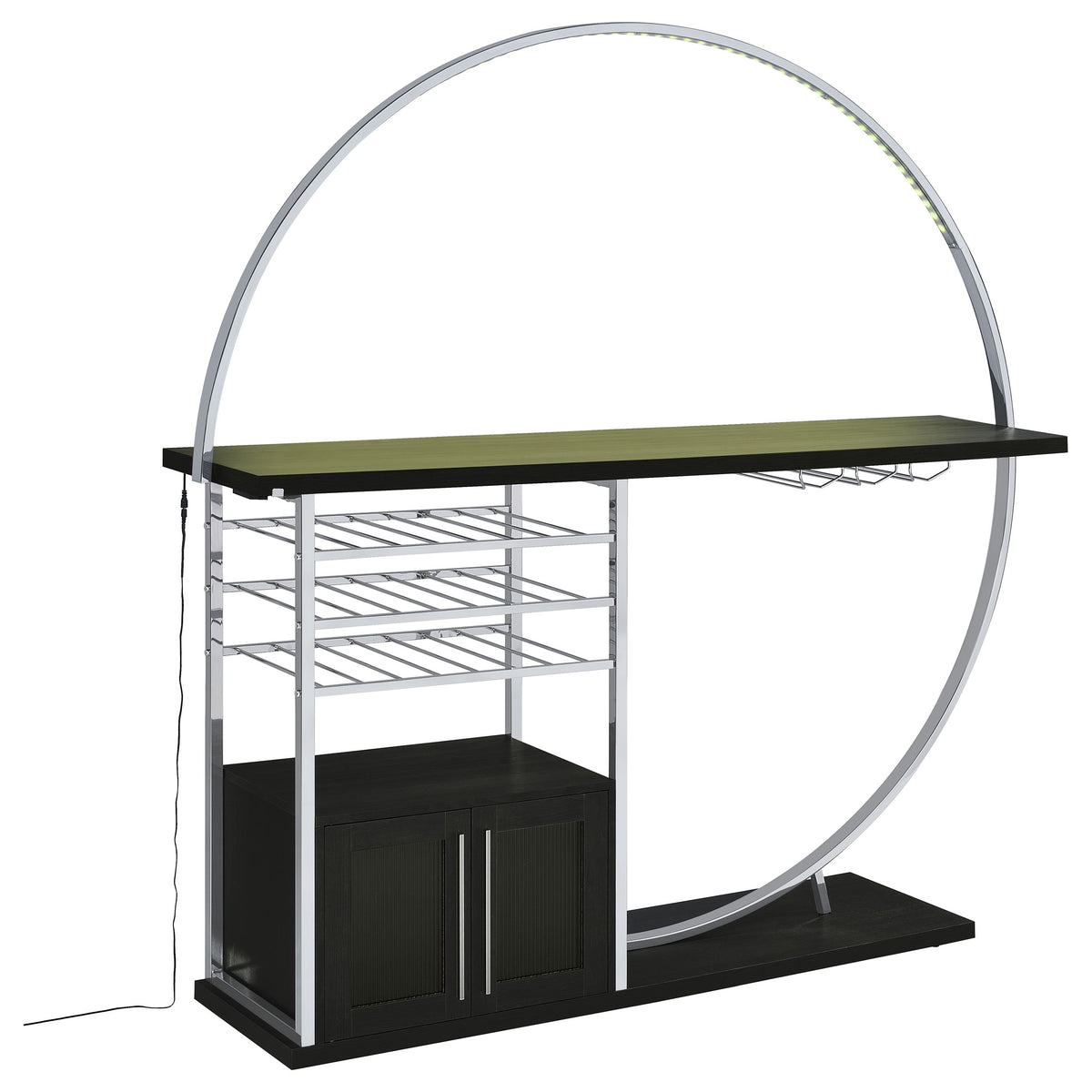 Risley 2-door Circular LED Wine Cabinet Dark Charcoal