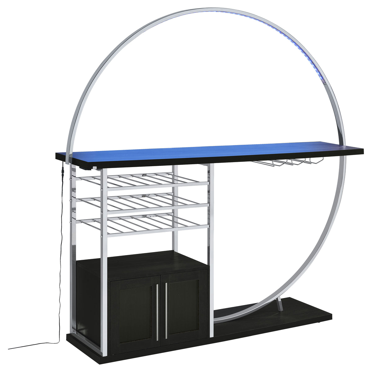 Risley 2-door Circular LED Wine Cabinet Dark Charcoal