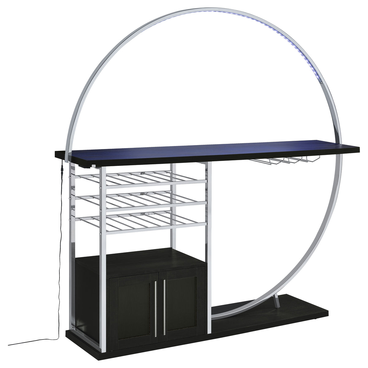 Risley 2-door Circular LED Wine Cabinet Dark Charcoal