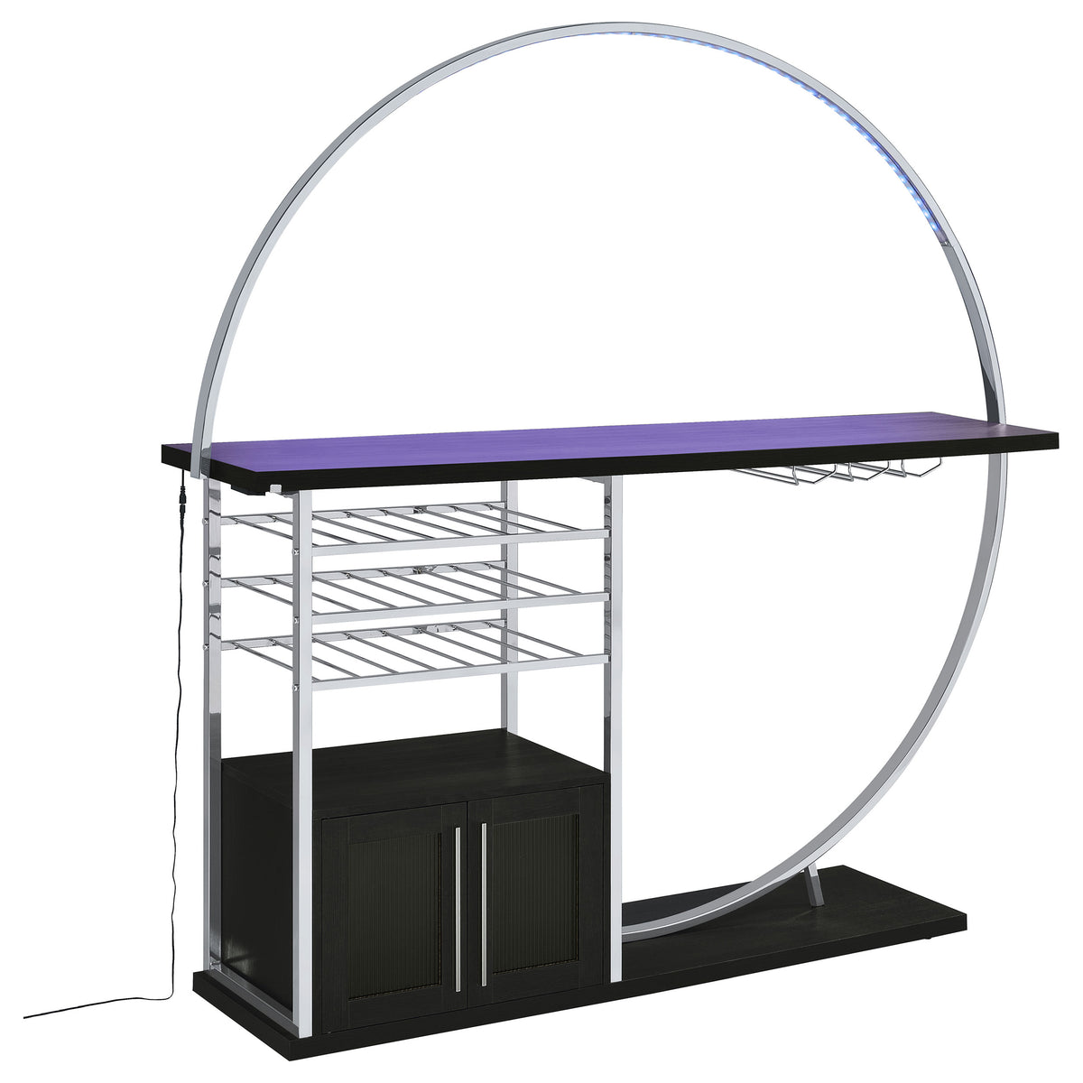 Risley 2-door Circular LED Wine Cabinet Dark Charcoal