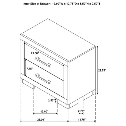Jessica 2-drawer Nightstand Snow White