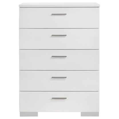 Felicity 5-piece Twin Bedroom Set White High Gloss