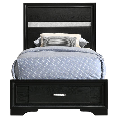 Miranda 51-inch Wood Twin Storage Panel Bed Black