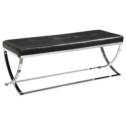 Walton Faux Leather Upholstered Tufted Accent Bench Black