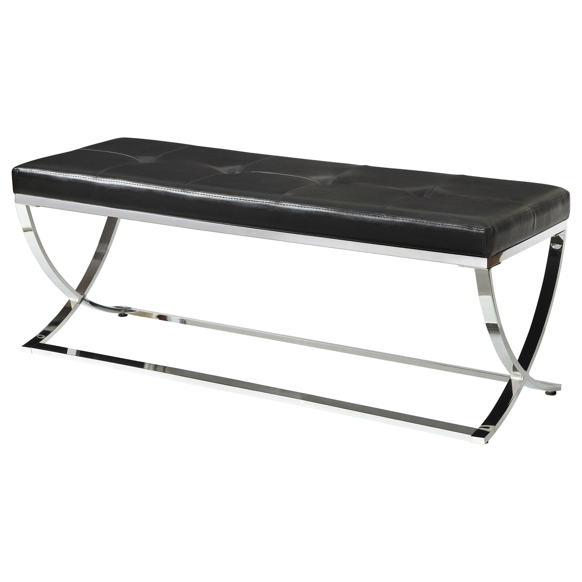 Walton Faux Leather Upholstered Tufted Accent Bench Black