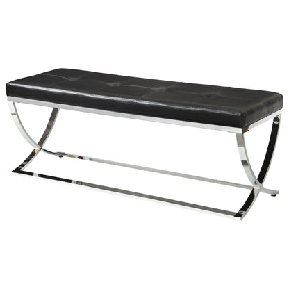 Walton Faux Leather Upholstered Tufted Accent Bench Black