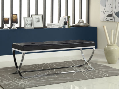 Walton Faux Leather Upholstered Tufted Accent Bench Black