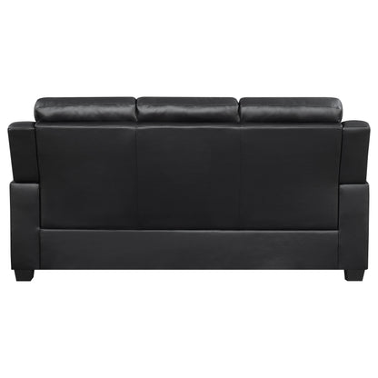 Finley 2-piece Upholstered Padded Arm Tufted Sofa Set Black