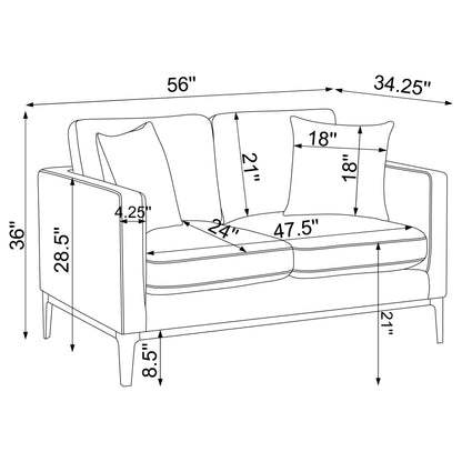 Apperson 3-piece Upholstered Track Arm Sofa Set Light Grey