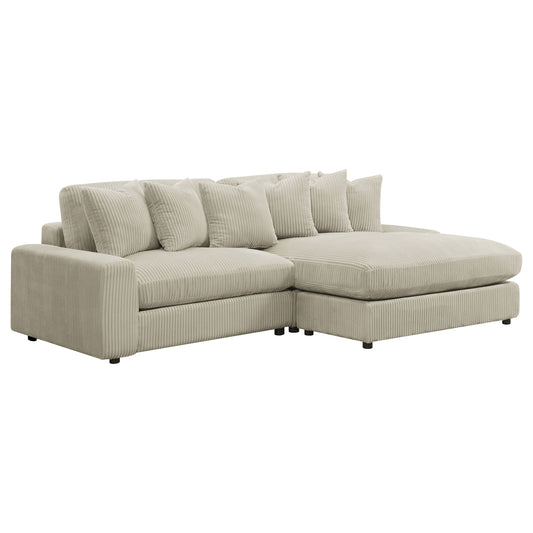 Blaine 2-Piece Corduroy Reversible Chaise Sectional Sofa Sand