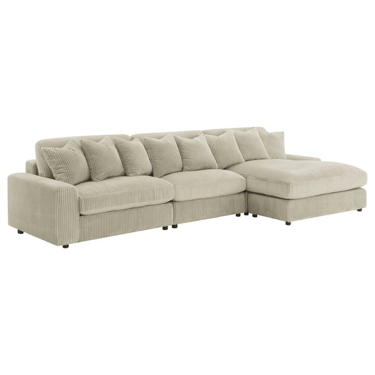 Blaine 3-Piece Corduroy Reversible Chaise Sectional Sofa Sand