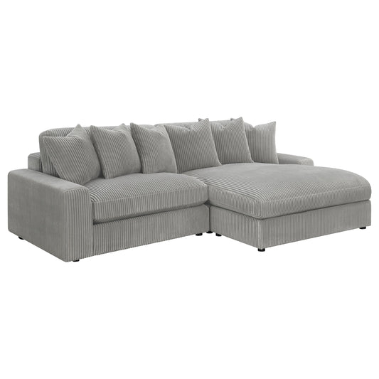 Blaine 2-Piece Corduroy Reversible Chaise Sectional Sofa Fog