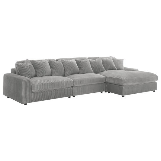 Blaine 3-Piece Corduroy Reversible Chaise Sectional Sofa Fog