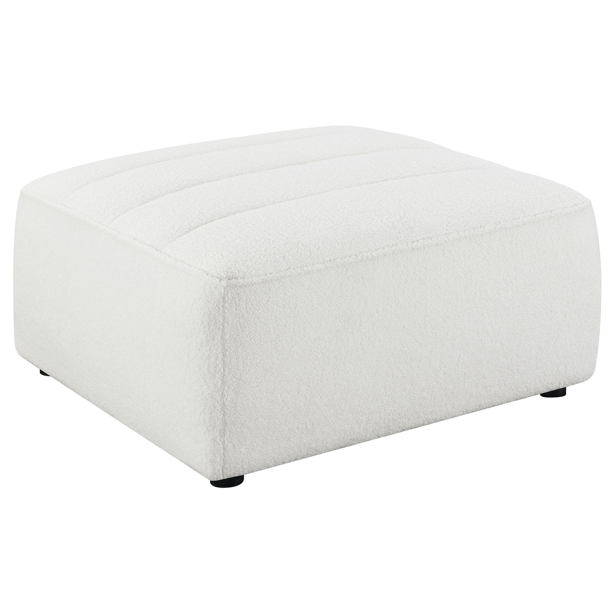 Sunny Square Upholstered Ottoman Ivory Sherpa