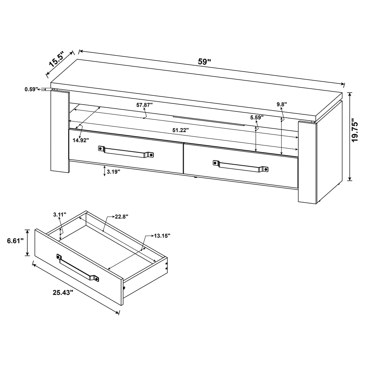 Elkton 2-drawer Engineered Wood 59-inch TV Stand Mango
