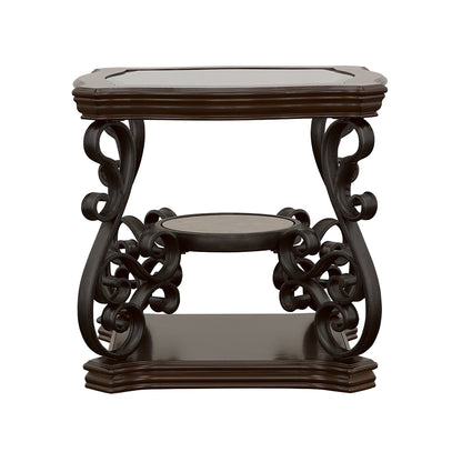 Laney 1-shelf Glass Top Square End Table Dark Merlot