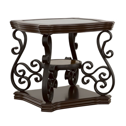 Laney 1-shelf Glass Top Square End Table Dark Merlot
