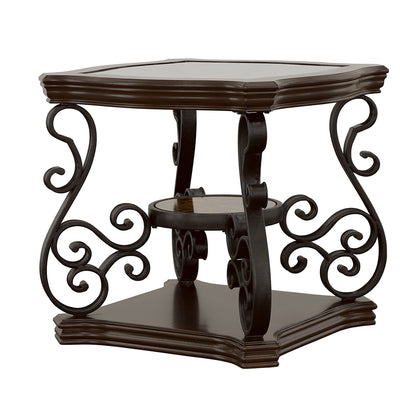 Laney 1-shelf Glass Top Square End Table Dark Merlot