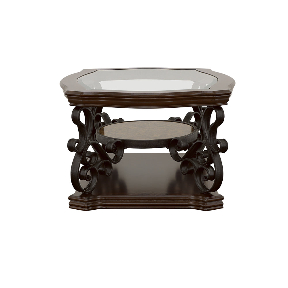 Laney 1-shelf Glass Top Rectangular Coffee Table Dark Merlot