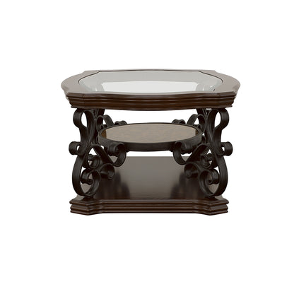 Laney 1-shelf Glass Top Rectangular Coffee Table Dark Merlot