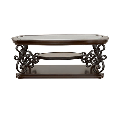 Laney 1-shelf Glass Top Rectangular Coffee Table Dark Merlot