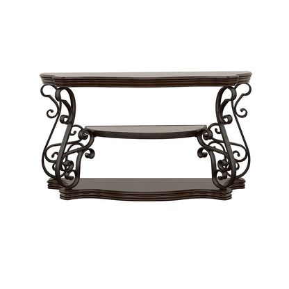 Laney Scrollwork Entryway Sofa Console Table Dark Merlot