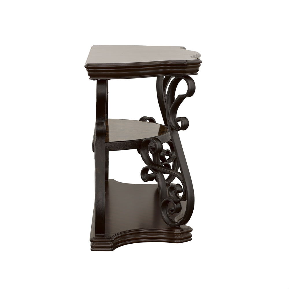Laney Scrollwork Entryway Sofa Console Table Dark Merlot